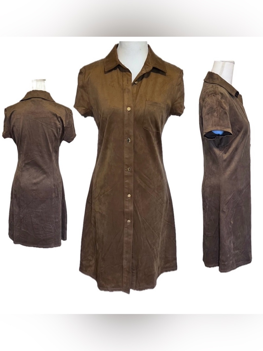 Marc Bouwer Faux Suede Button up Shirt Dress / Jacket Figure Flattering XS/S